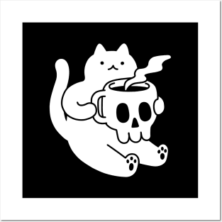 Cat and Skull Mug Posters and Art